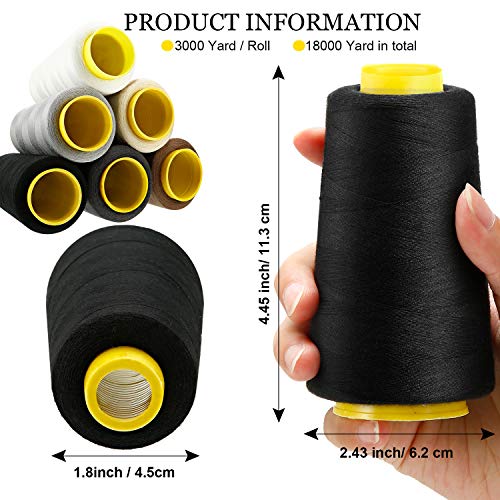 Bbto BBTO-J-SEWING-010 6 Rolls 3000 Yard Each Serger Thread Cones Spool Thread For Sewing Sewing Machine Thread Polyester Thread thumb #3