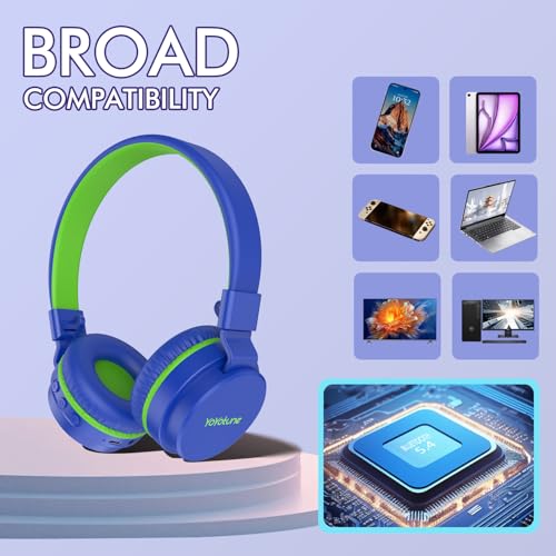 Image of Kids Bluetooth Headphones,Lightweight Kids Headphones Wireless,85 /94dB Safe Volume,40H Playtime,Fast Charging,Bluetooth 5.3,Over Ear,Toddler Headphone Built-in Mic for School /Tablet /Travel (Blue)