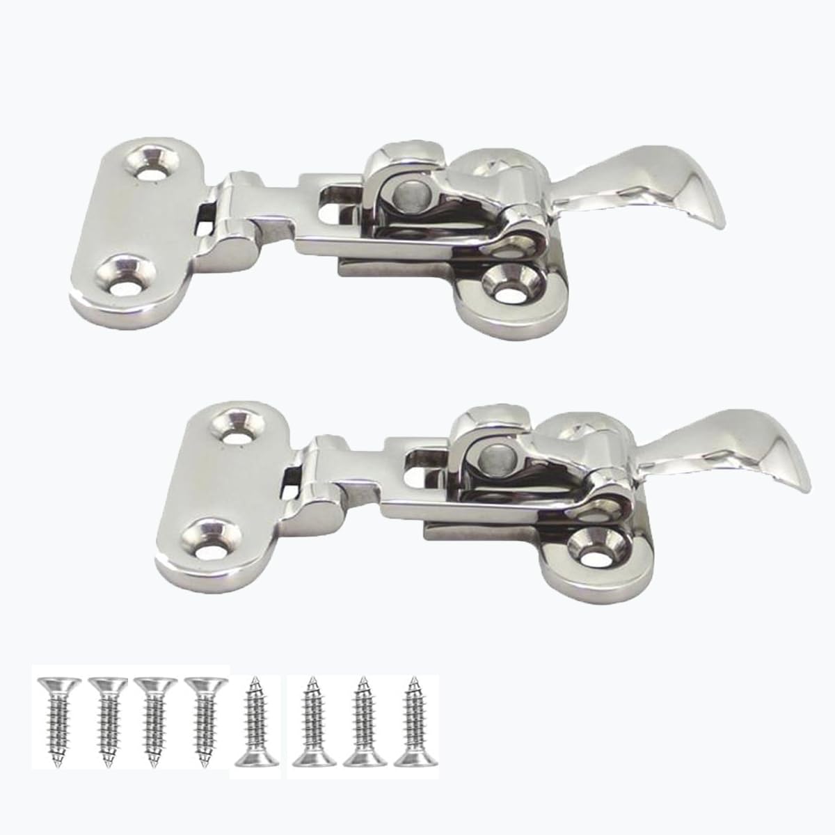 Marine Grade 316 Stainless Steel Door Hatch Anti-Shock Latch Kit - Strong Lockable, Pressure Clamp Latches with Screws, Storage cabinet hatch hardware (2 PCS)