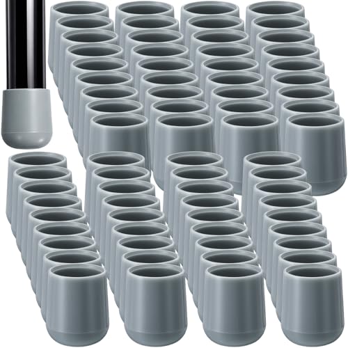 Image of Jetec 72 Pcs Gray Folding Chair Leg Caps, 3 /4 Inch Round Protectors | Heavy-duty Plastic Glides, Non-marring Floor Protectors for Hardwood Tile Floors, Replacement Feet Tips, Round Tube Fit