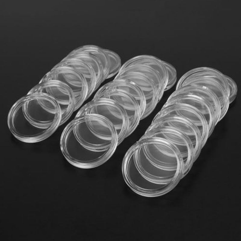 100 cápsulas para monedas de 28mm caja organizadora plástico transparente miniatura 4