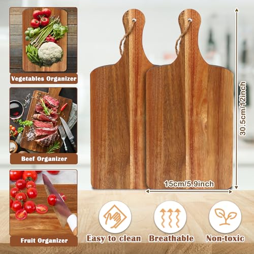 12 Tablas de Cortar de Madera de Acacia 30.5x15 cm con Mango miniatura 2