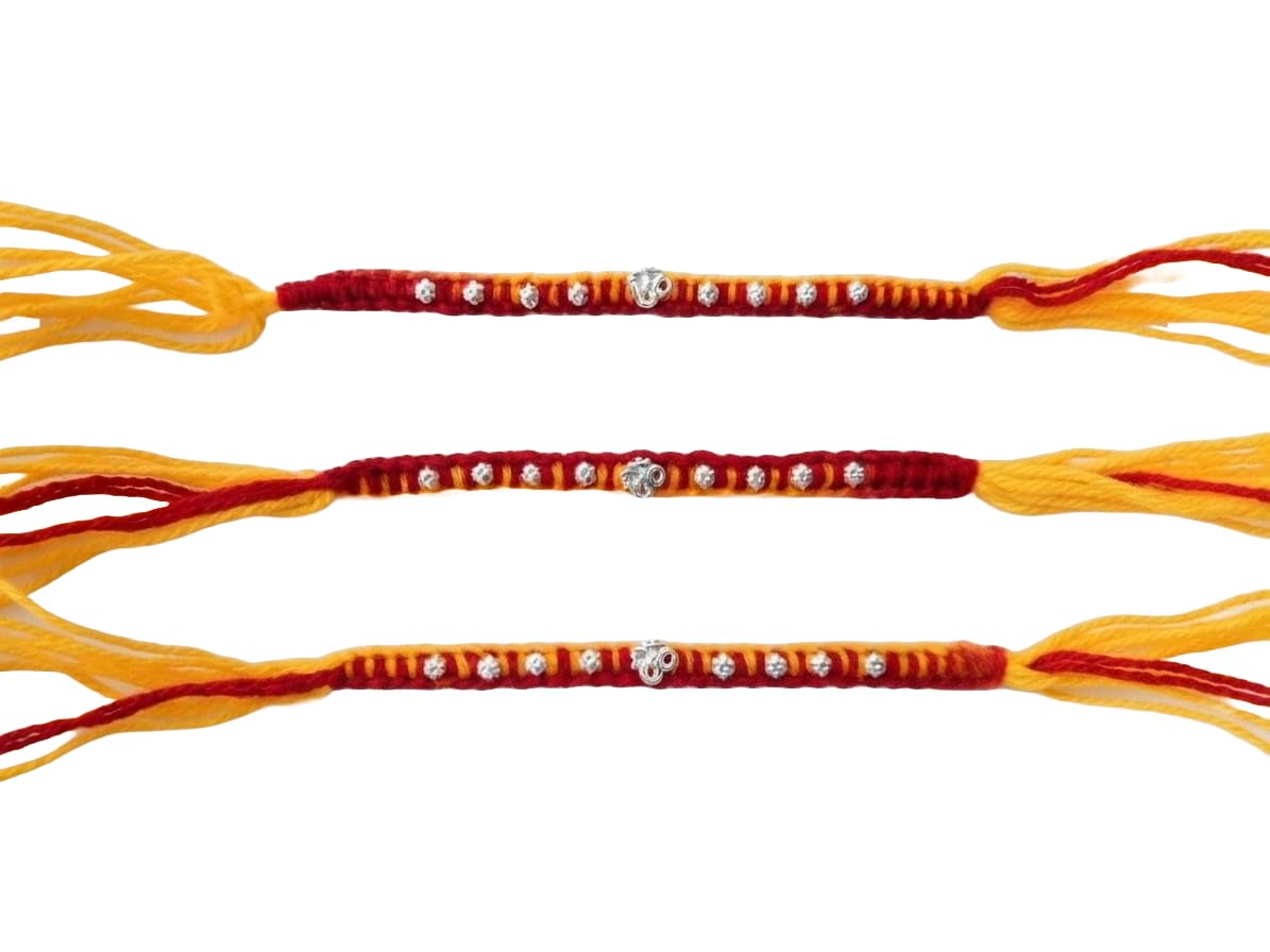 Pure Silver Rakhi for Brother | Pure Silver Rakhi for Bhai | Premium Handmade Raksha Bandhan | Rakshabandhan Gift for Brother Pack Of (3)-picture-41