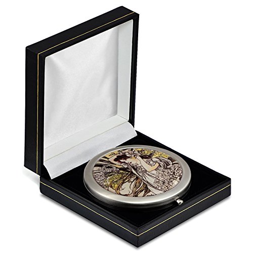 Vintage Four Seasons Compact Mirror with Gift Box - Stainless Steel - Image 3