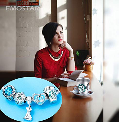 Love Coffee and Champagne Drink Charms, 925 Sterling Silver Coffee Cup Wine Glass Pineapple Beverage Strawberry Charms, Ice Cream Cone,Cocktail Goblet,Corn,Mushroom,Candy Pendant for Women Bracelet4