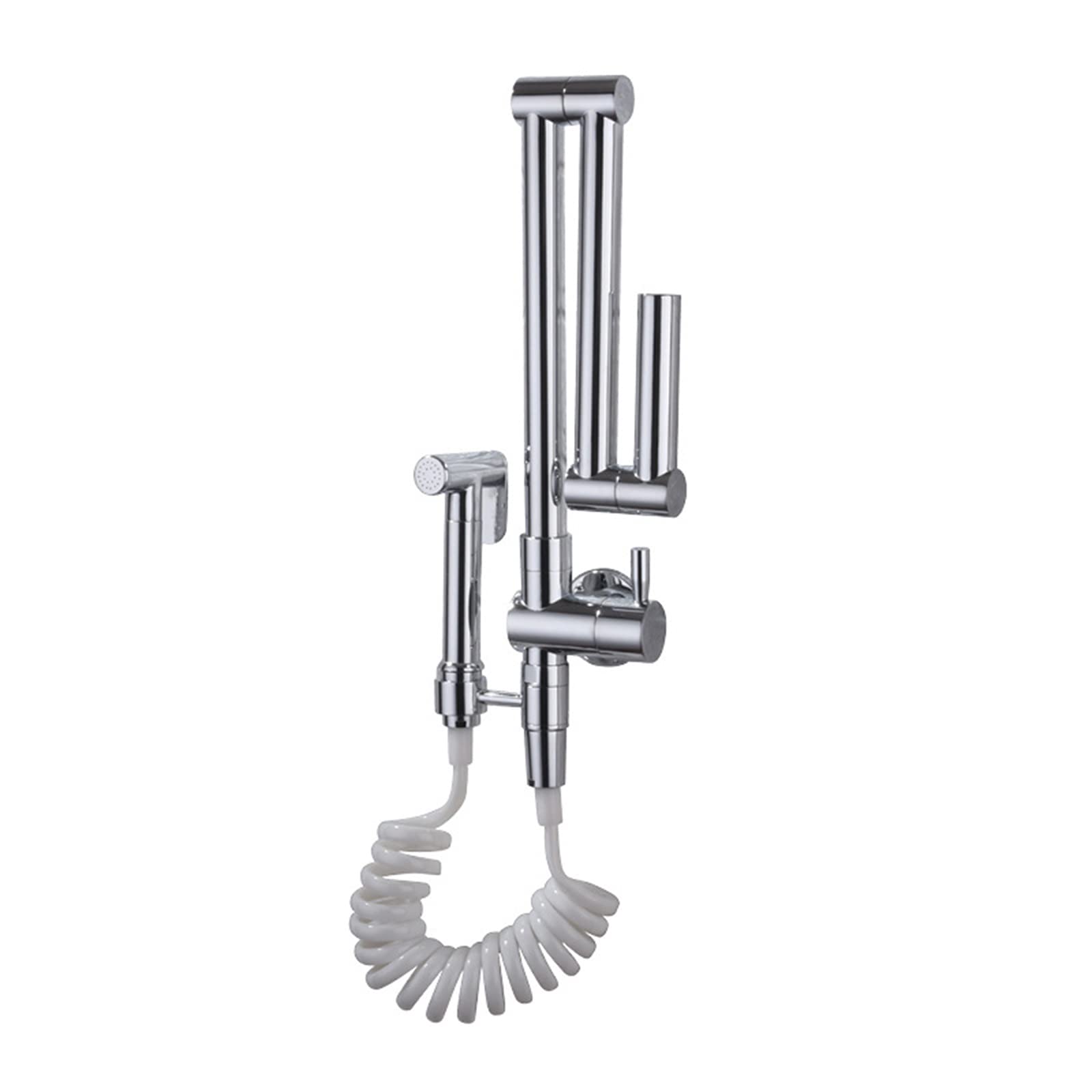 Grifo de Cocina Plegable para llenar ollas con rociador, Fregadero Individual de Agua fría montado en la Pared, Brazo Doble Giratorio, Grifo retráctil con manija de latón Moderna,