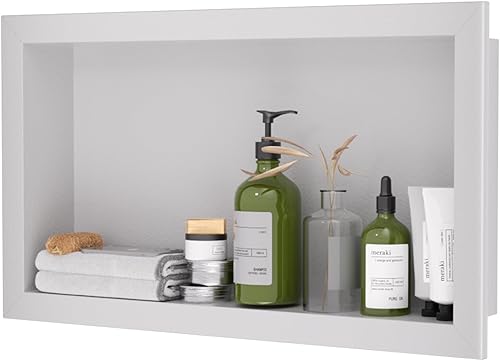 Nicho de ducha de acero inoxidable de 12 x 24 pulgadas, estantes individuales impermeables, organizador de baño sin azulejos, estante de pared