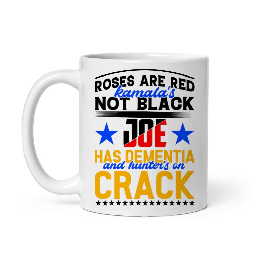 Roses are Red Kamaalas Not Bla*k Joy Has Dement*a Coffee Mug Anti Bden Pol*Tical Valentine Day Gift Mug for Him/Her/BG/GF/Fiance/Best Friend 11 Oz White Ceramic Coffee/Tea/Milk Drink Mug.