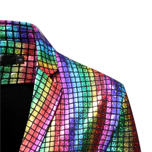 Men's Plaid Shiny Metallic Blazer Jacket Two Button Slim Fit Casual Sport Coats Wedding Banquet Prom Suit Jacket4