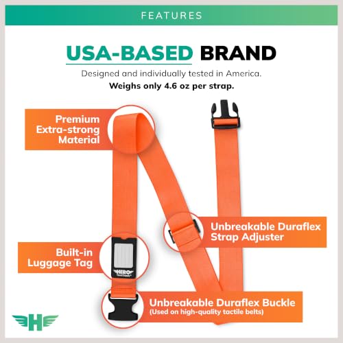 Image of Hero Luggage Straps for Suitcases (2-Pack) Heavy-Duty Adjustable Luggage Belt with Duraflex Buckle & Built-in Luggage Tag - Checked Bag & Carry-on Travel Essentials