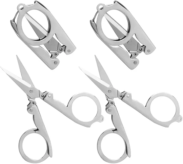 Folding Scissors, 4Pcs Stainless Steel Small Scissors Pocket Portable Foldable Travel Scissors Tiny Mini Craft Cutter