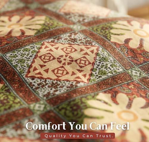 Image of BSB HOME Premium Cotton Double Bedsheet with 2 Pillow Covers, 240 TC Soft Breathable, Skin Friendly & Hypoallergenic, Jaipuri Printed (90 x 100 Inches) (Geometric Jaal Print - Muted Coral)