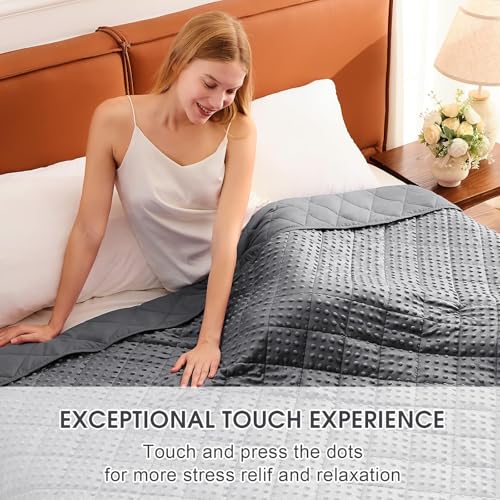 Image of Grey Weighted Blanket for Adults 20lbs, 48 inchx72 inch, Twin Full Size Cooling Minky Heavy Throw Blanket for 180-220lbs, Soft Winter Thick Big Blankets Weighted Comforter Gift for Sleeping