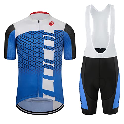 Coconut Ropamo CR Men's Cycling Jersey Set Road Bike Jersey Zipper Pocket Bib Shorts with 3D Padded...
