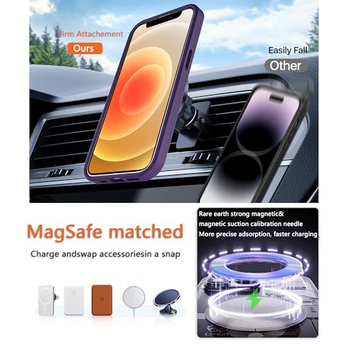 Image of Magnetic iPhone 12mini case,Compatible with Magsafe, Military-Grade Protection,Slim Translucent Matte Shockproof with Anti-Scratch Anti-Fingerprint Phone Cover (deep Purple, iPhone 12mini)