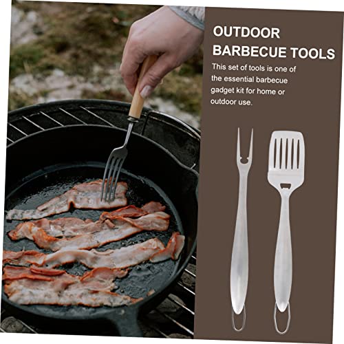 Set de 2 piezas para barbacoa de acero inoxidable con espátula y tenedor miniatura 7