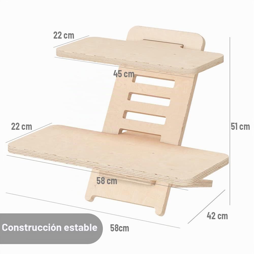 Soporte de Madera para Ordenador portátil y Mesa de pie - Soporte de Altura para Escritorio