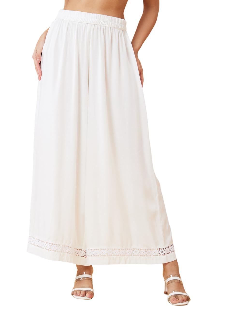 globus Women Floral Lace Hem Design Wide Leg Ethnic Palazzos-picture-52