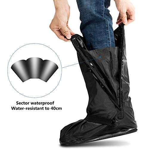 Image of Rain Boots Waterproof Overshoes with Reflector Reusable Anti-Snow Shoe Covers Rain Boots Protective Gear for Men and Women Galoshes