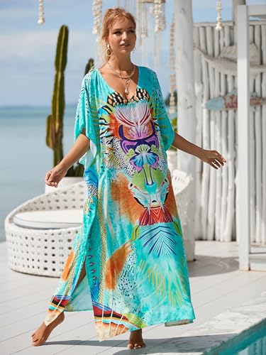 Image of Kaftan Dresses for Women Plus Size Bathing Suit Cover up Caftan Maxi Beach Dresses