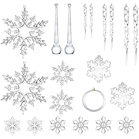 Anguxer Klare Acryl Kristall Schneeflocken Ornamente Cover