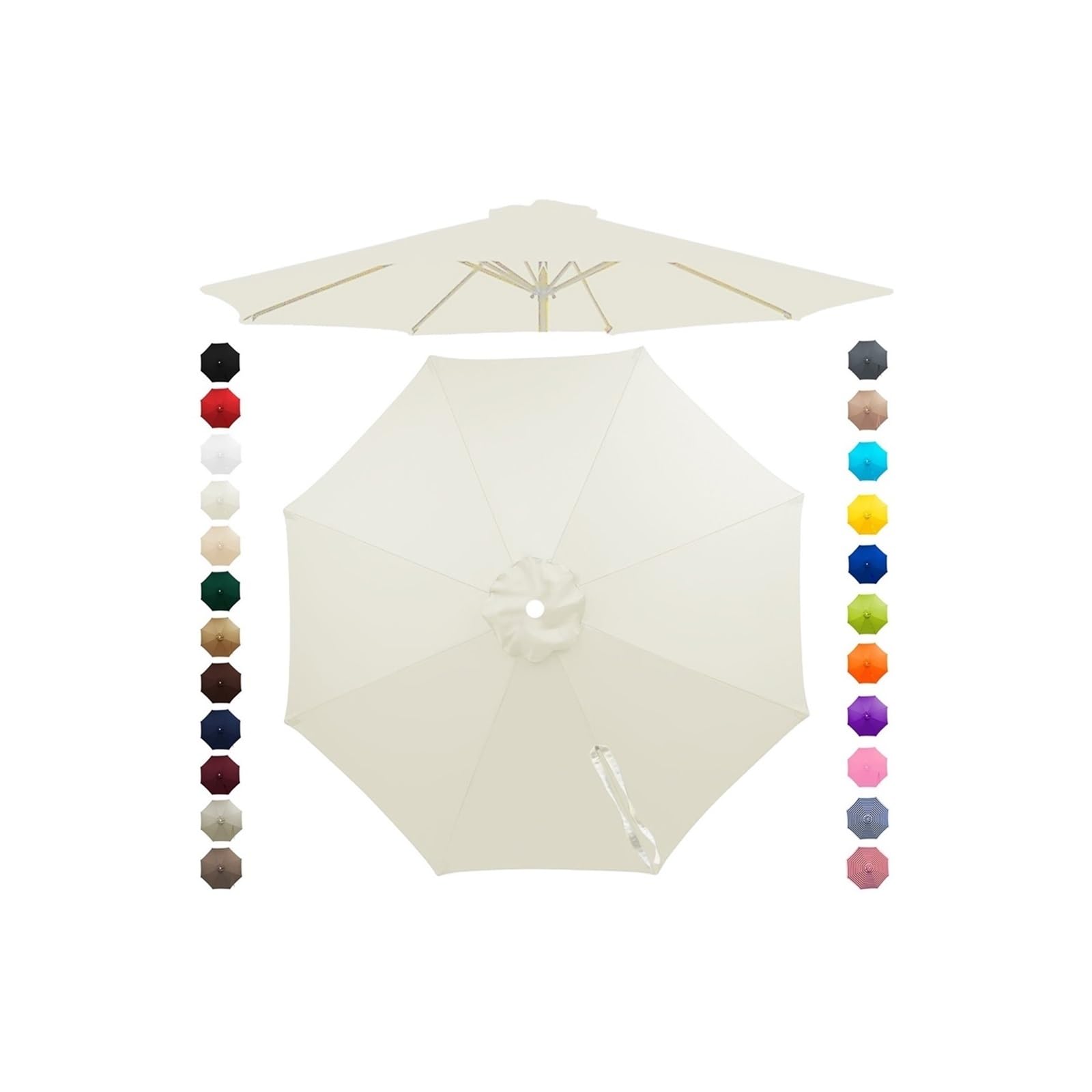 Chinimon Replacement Parasol Canopy 2m/2.5m/2.7m/3m/3.5m, 6/8 Arms Garden Parasol Cover for Yard Beach (Off White, 2m/6-Ribs) — image 1