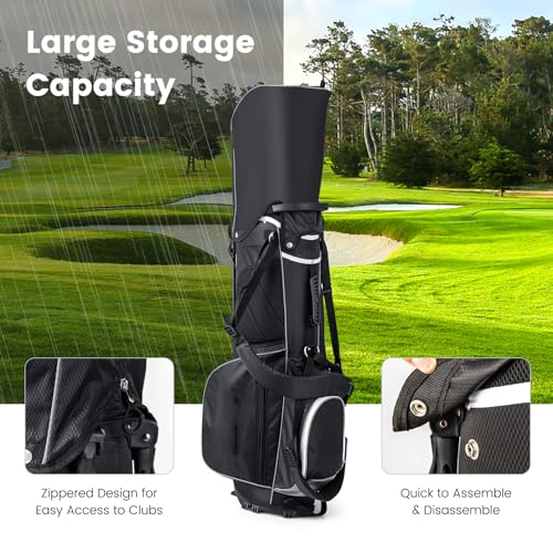 COSTWAY Golf Stand Bag, Lightweight Golf Club Bags with 14 Way Top Dividers, 6 Pockets, Cooler Bag, Dual Strap and Rain Hood, Waterproof Golf Trolley Bag for Men & Women - Image 5