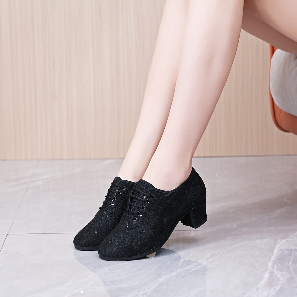 Scarpe da Ballo Latino Donna con Lacci Pratica Scarpe da Allenamento per Balli da Tango da Ballo con Tacco Basso,Modello LPWMMD