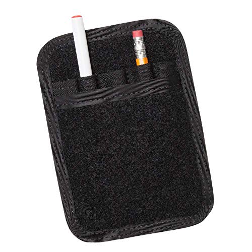 Tactical Notebook Covers Detachable Utility Pen & Marker Pouch | Loop Fastener on Front for Patches | 5 Pleated Pen Slots | Hook Fastener Backing (Black)