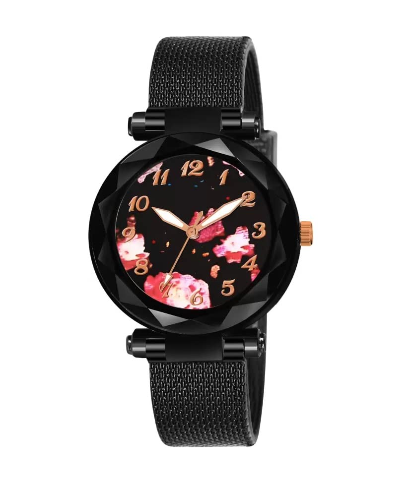 GIRISA Womens Watches Black Strap Analogue Simple Style Ladies Fashion Watches(Floral Desing) (B0BW7DLRRB) Amazon Price History, Amazon Price Tracker