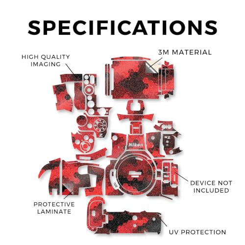 Image of Glossy Glitter Camera Skin Compatible with Nikon Z5 II (2025) - Red Hexa Camo - Premium 3M Vinyl Protective Wrap Decal Cover - Easy to Apply | Crafted in the USA by MightySkins