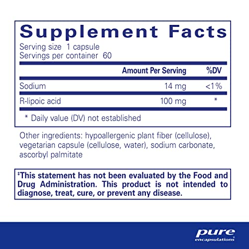 Pure Encapsulations R-Lipoic Acid (Stabilized) | Hypoallergenic Supplement With Enhanced Antioxidant Protection And Metabolic Support | 60 Capsules #TOP1