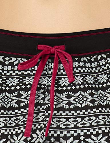 Amazon Brand - Mae Women's Vintage Thermal Henley Long Sleeve Top with Jogger, black fair isle, MEDIUM - Image 6