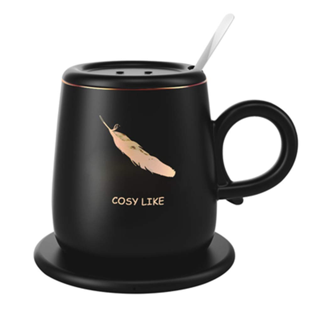 Cadeau pour les filles : Chauffe-tasse de café noir 350ml et base chauffante 55°