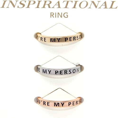 Miniatura 7 de Me Plus Inspirational - Juego de anillos grabados con mensaje positivo delgados y ajustables 3 en 1 28 frases diferentes