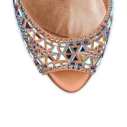 XYD Women Sparkling Bejeweled Platform Evening Heels Peep Toe Stiletto Sandals Ankle Strap Crystal Party Pumps Shoes3