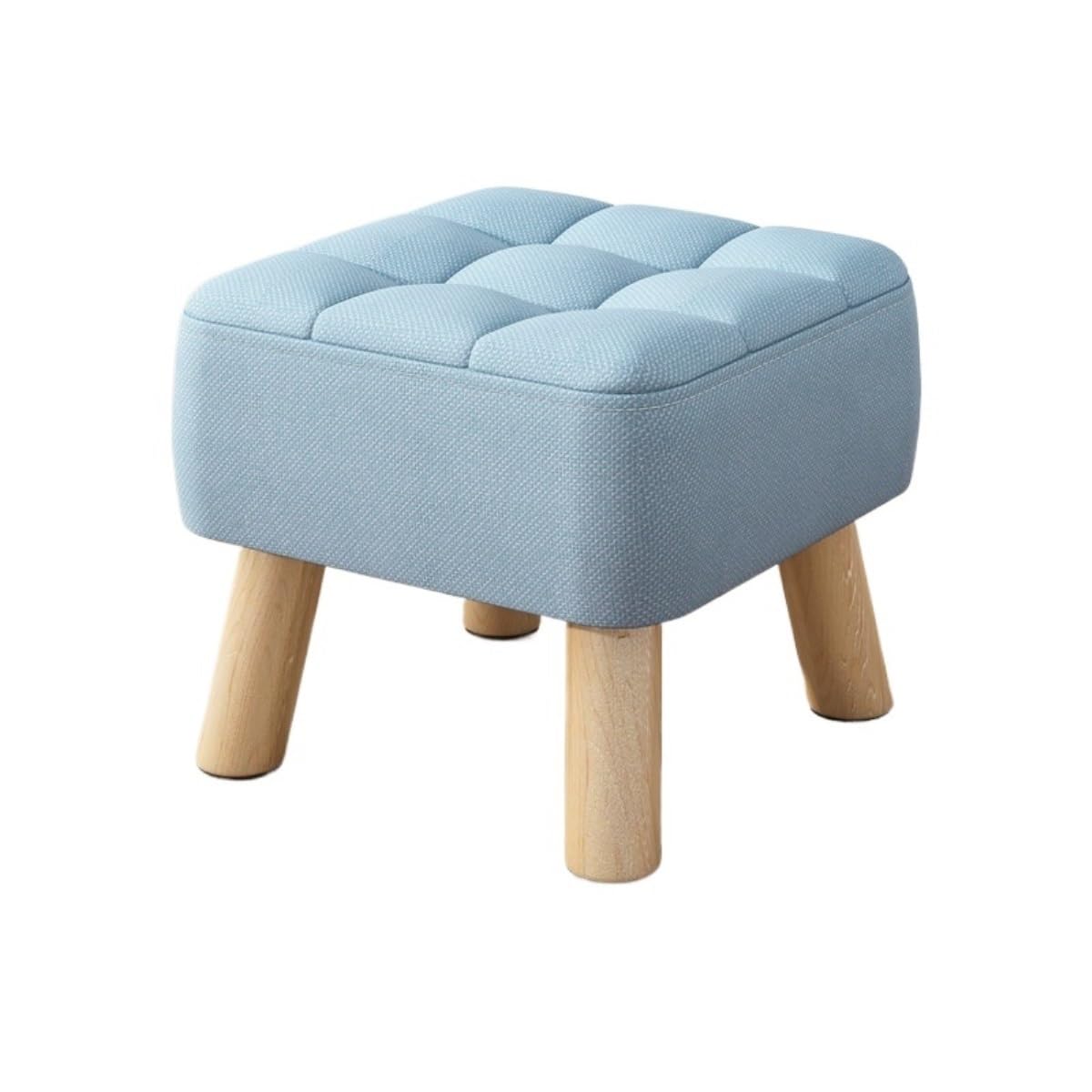 Kleiner Hocker Kleiner Haushaltshocker, einfacher Stoff, bequemer niedriger Hocker, Fußstütze, weich verpackt, Massivholz, Wohnzimmer, Sofahocker Schuhe Wechselhocker ( Color : Blue , Size : 26cm )