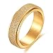 VQYSKO Gold Anxiety Relief Spinner Fidget Ring,Stainless Steel Sand Blast Glitter Finish Ring Band,Size 10