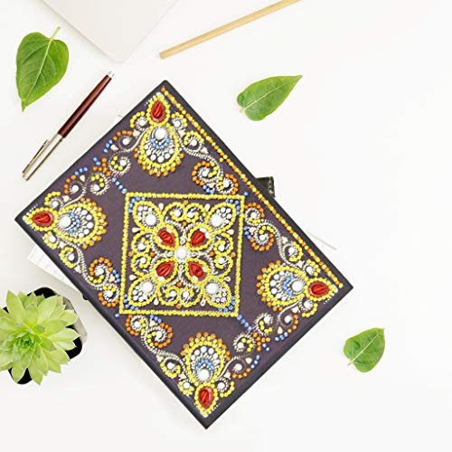 Diy 5D Diamond Art Notebook Lined Hardcover A5 ,Writing Note Book Secret Diary For Boys Sketch Books For Children Journals For Men Diamond Painting Creative Flower Decor Gift 60 Sheets, 120 Pages #TOP1