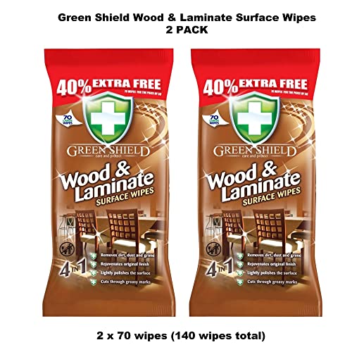 Greenshield Wood and Laminate Surface Wipes 70's Pack of 2