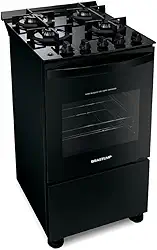 Fogão de Piso Brastemp 4 Bocas com mesa de vidro e grades duplas de ferro fundido Preto - BFO4VAE - Bivolt