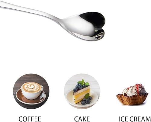 Miniatura 4 de Demitasse - Cucharas de café, 4.9 pulgadas de acero inoxidable 1810, juego de 6, bonita cuchara agitadora en forma de corazón para té, café
