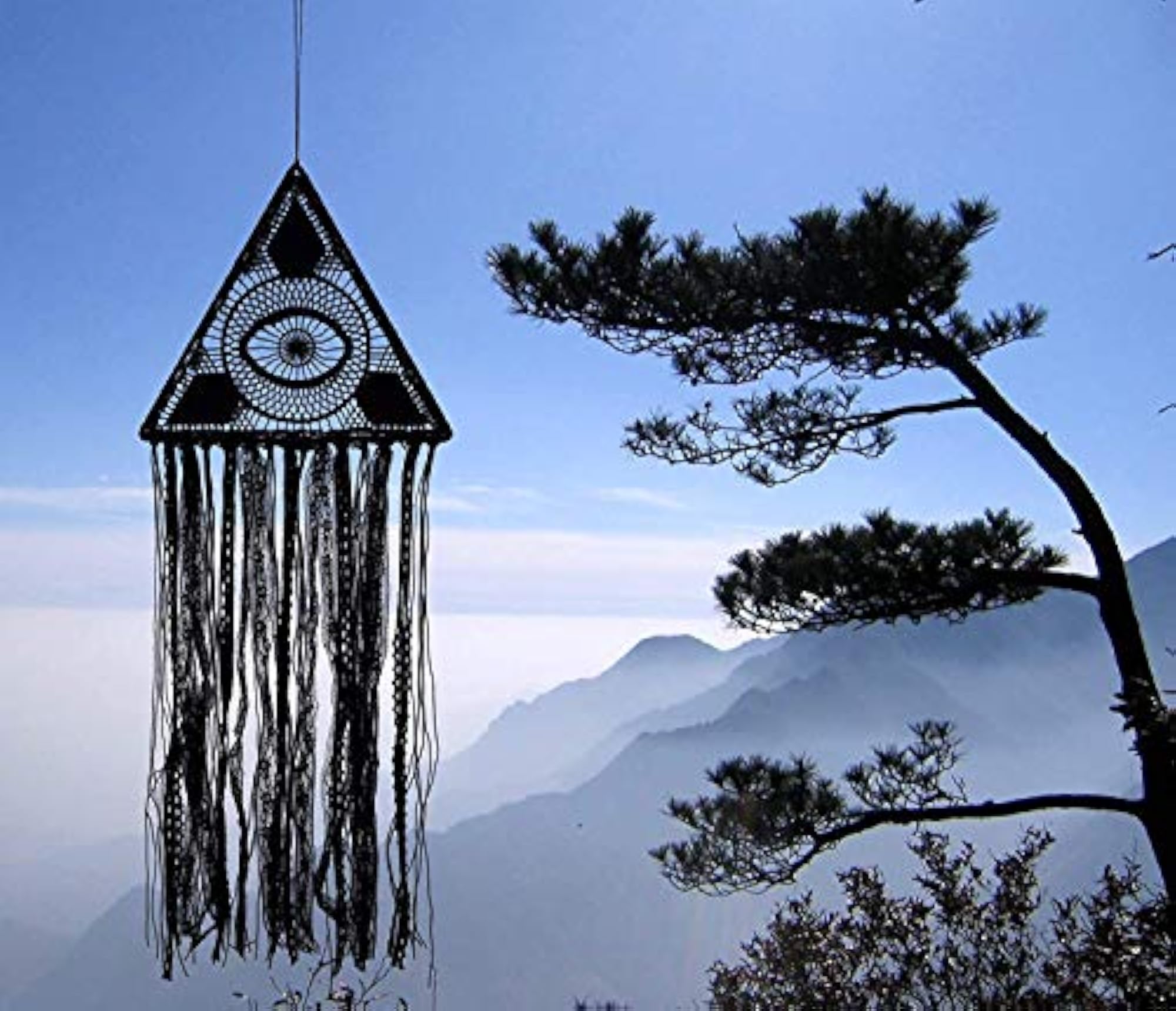 Black Boho Dream Catcher with Evil Eye Design