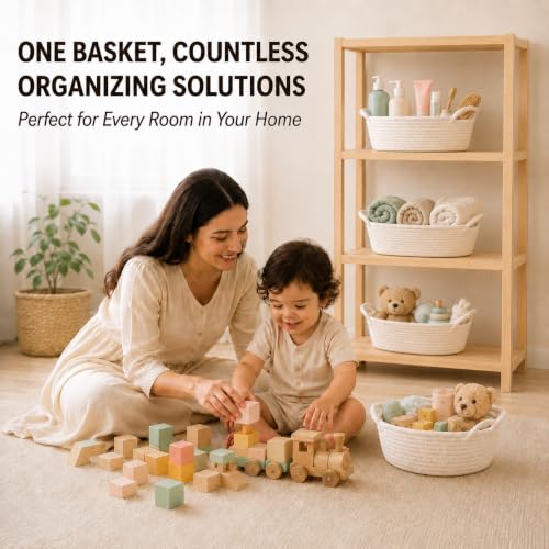 Image of 8 Packs Gift Baskets Empty, Small Woven Basket for Gifts,8 Bag & 24 Ribbons