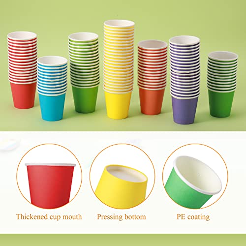 300 Count Paper Cups Bathroom Cups Disposable Cups Mouthwash Cups Paper Espresso Cups Small Snack Cups Drinking Cup For Kids Party Hot Cold Water Coffee Juice Candy Office (Rainbow Colors, 3 Oz) #TOP2
