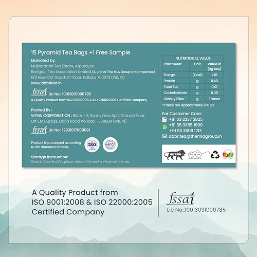 Image of Dabri Earl Grey Black Tea 16 Pyramid Dip Tea Bags|Premium Black Tea With Pure Natural Bergamot Extract|Refreshing and Hydrating|No Preservatives|Garden to Cup (16 Pyramid Bags)