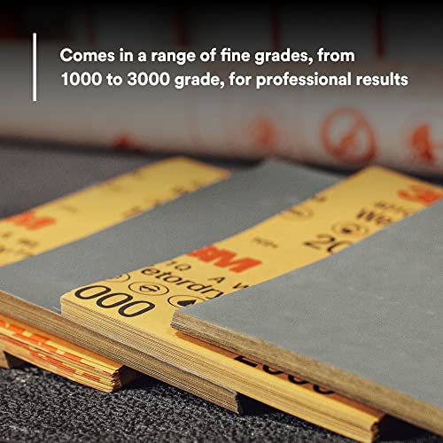 3M Wetordry Abrasive Sheet 401Q, 02023, 1500+ Grit, 5 1/2 in x 9 in, 50 Sheets, Fast Cutting, Auto Body Sanding, Paint Finishing - Thumbnail 7