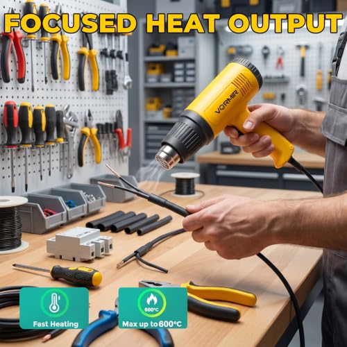 Image of VORMIR VR HG16-65 Hot Air Tool 1600W, 400C-650C Temperature Range, 300-550L /min Air Flow Heat Gun for DIY & Repair Work - 12 Months Warranty