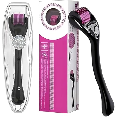 Derma Roller 1.5mm Anti Ageing Men Beard Roller 540 Titanium Micro Needling Roller Microneedling Roller Hair Growth Scalp Roller Derma Kit for Skin Rejuvenation (Derma-Roll-1.5mm)