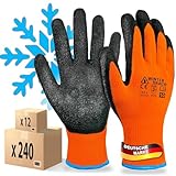MK-Glove Warme Arbeitshandschuhe (12 Paar) - Winter Bauhandschuhe mit Latex-Beschichtung - Thermo-arbeitshandschuhe Abriebfest - Heren Sicherheitshandschuhe - Größe 9-L